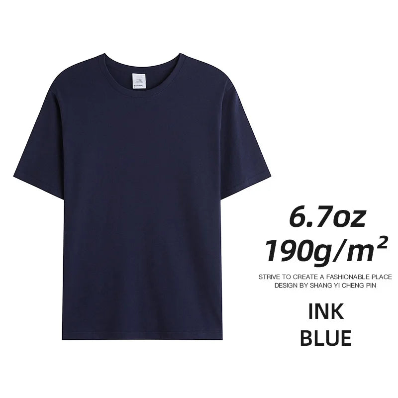 Men's Combed Cotton T-Shirt - Solid O-Neck Casual Short Sleeve Tee