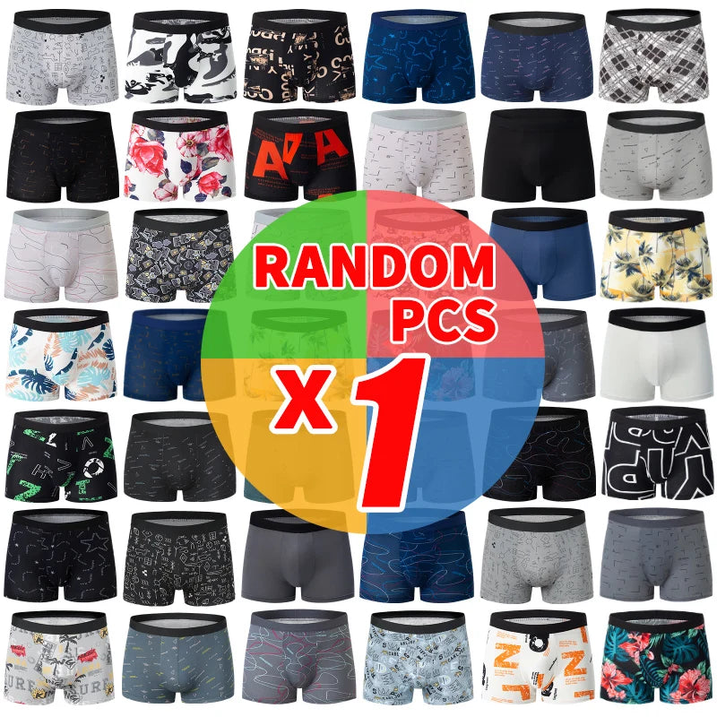 1/4/10 Pieces Men'S Random Fashion Print Sexy Boyshort Europe And The United States Size Comfortable Breathable Underwear Shorts
