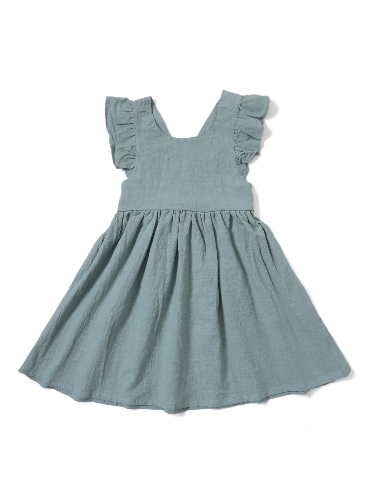 Casual Style Sleeveless Baby Girl Clothing Flying Sleeve Cotton and Linen Material Versatile Solid Color Princess Dress
