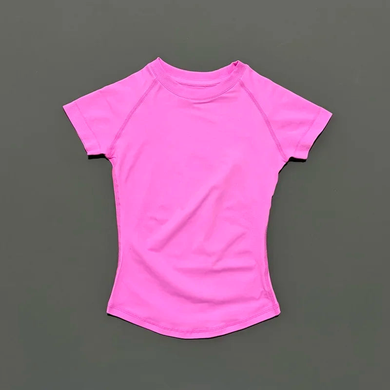 Short Sleeve Seamless Yoga Top Women Quick Dry Breathable Slim Fit Workout Gym Running Fitted Sports T-Shirt Activewear
