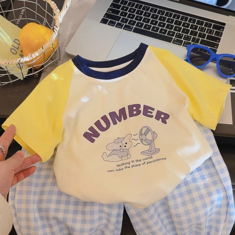 Summer New Children'S Cotton Cartoon Printed Short Sleeved T-Shirt Boys And Girls Raglan Sleeves Stylish Casual Tops
