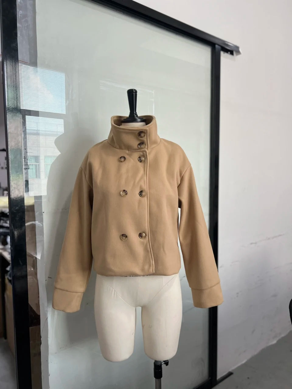 Stand Collar Women Winter Woolen Coat 2025 Spring Single Breasted Loose Female Long Sleeve Jacket Office Lady Street Short Coats