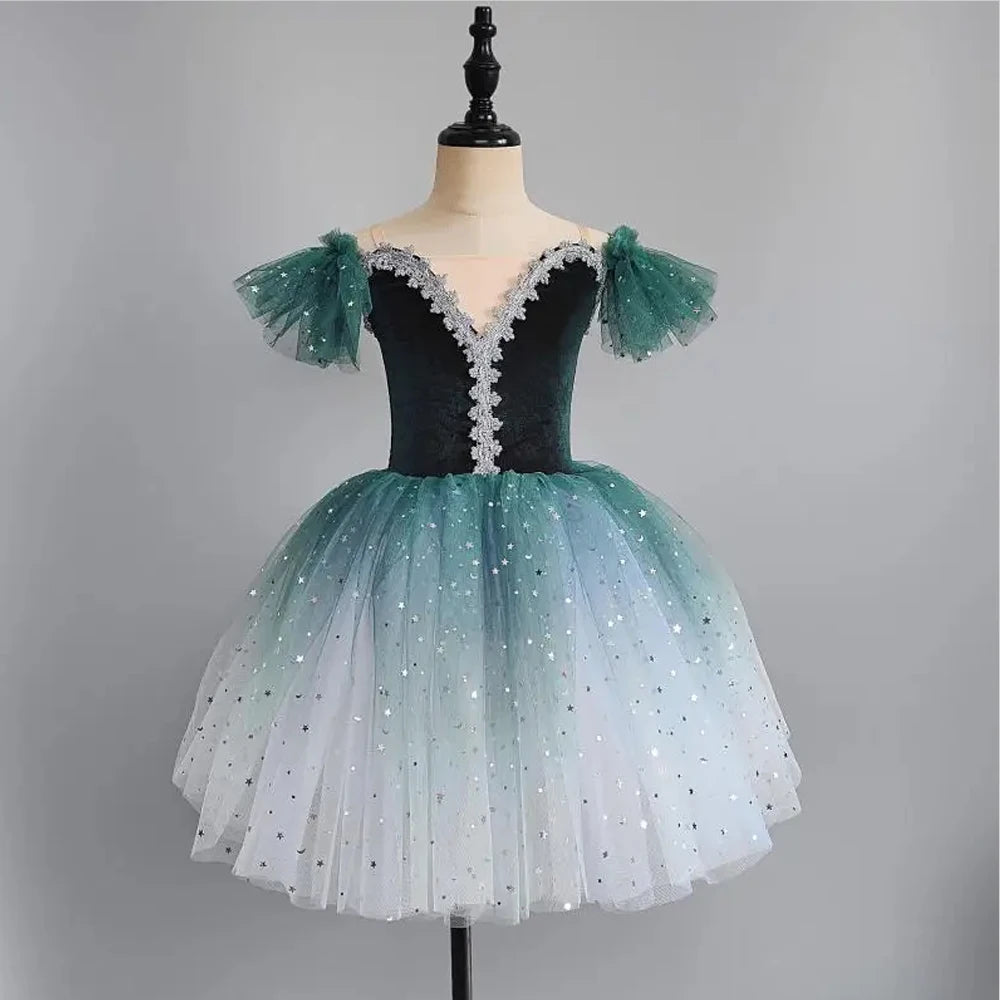 Professional Tutu Long Romantic Tutu Flower Suspender Ballet Swan Lake Ballet Ladies Children Girl Fairy Ballet Costume Women