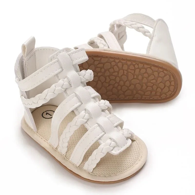 Spring and Summer High-Top Breathable Sandals for Baby Girls 0-12 Months Soft-Soled Toddler Shoes