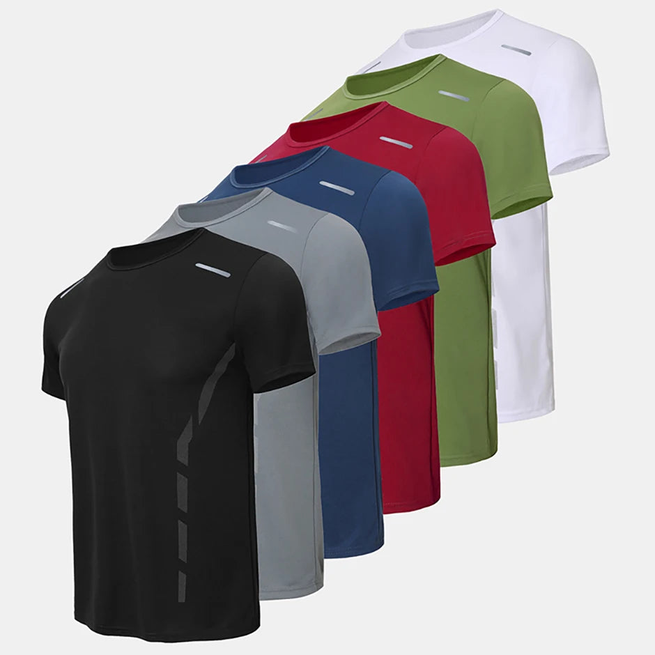 6/4 Pcs Men's Summer Multicolor Quick-drying Sports Short-sleeved Youth Running Fitness Basketball Football Breathable T-shirt