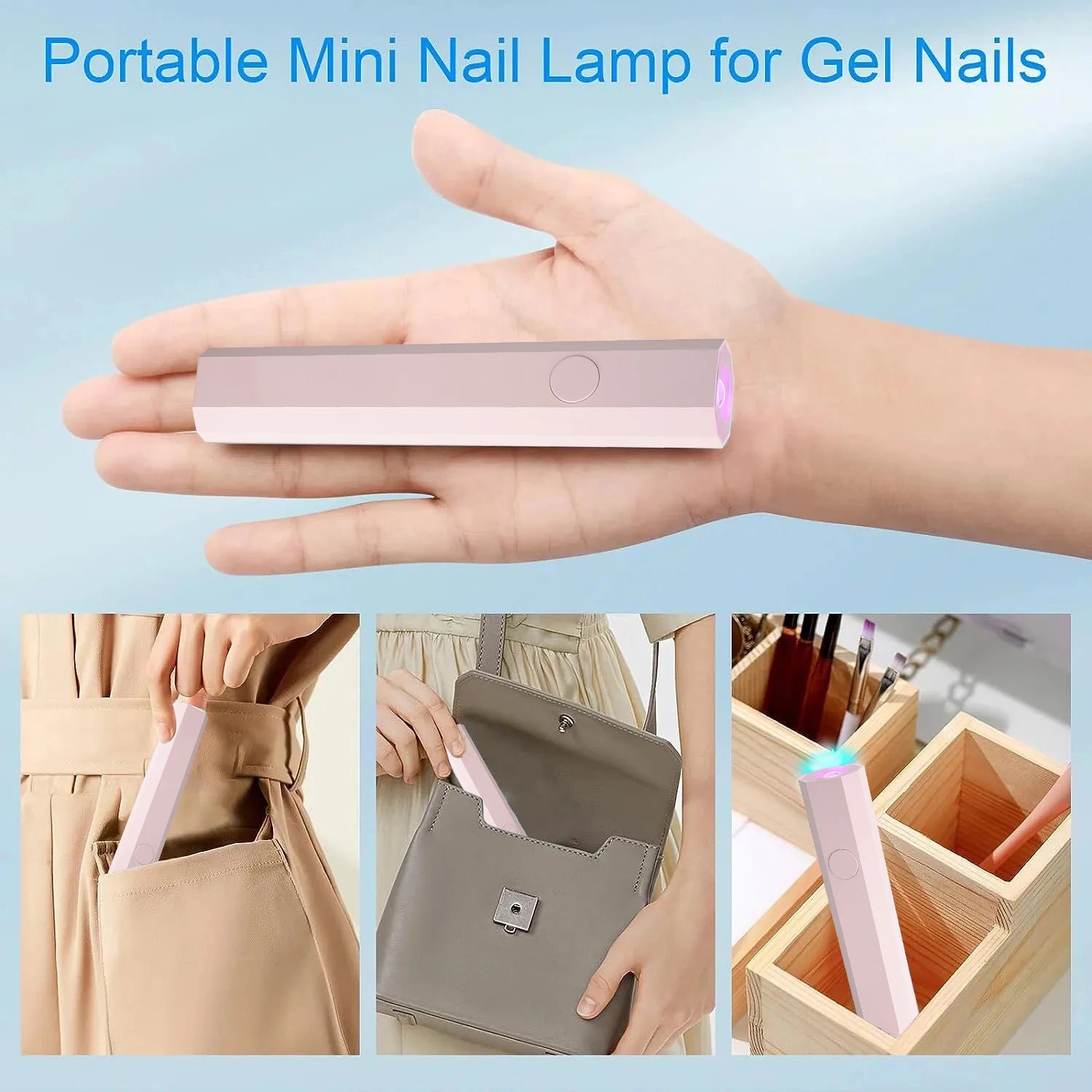 YIKOOLIN Portable Rechargeable UV LED Nail Dryer Mini Gel Polish Curing Lamp 2 Timing Modes USB Charging Manicure Tool Home Use