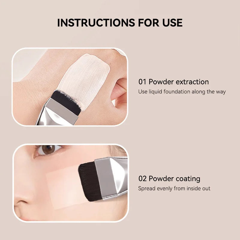 GECOMO two-headed one-word foundation brush, no foundation, no trace light mask brush, fast powder on makeup, beauty tools