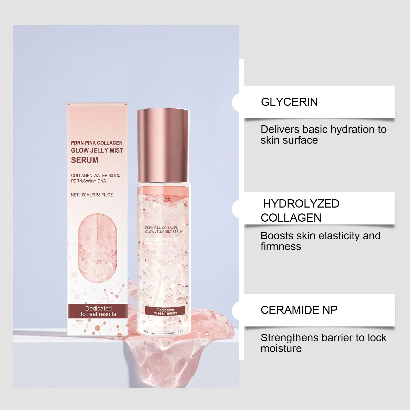 Jelly Mist Serum Brightening Firming Hydrating Face Spray Smoothing Facial Hyaluronic Acid Collagen Moisturizing Skincare Set