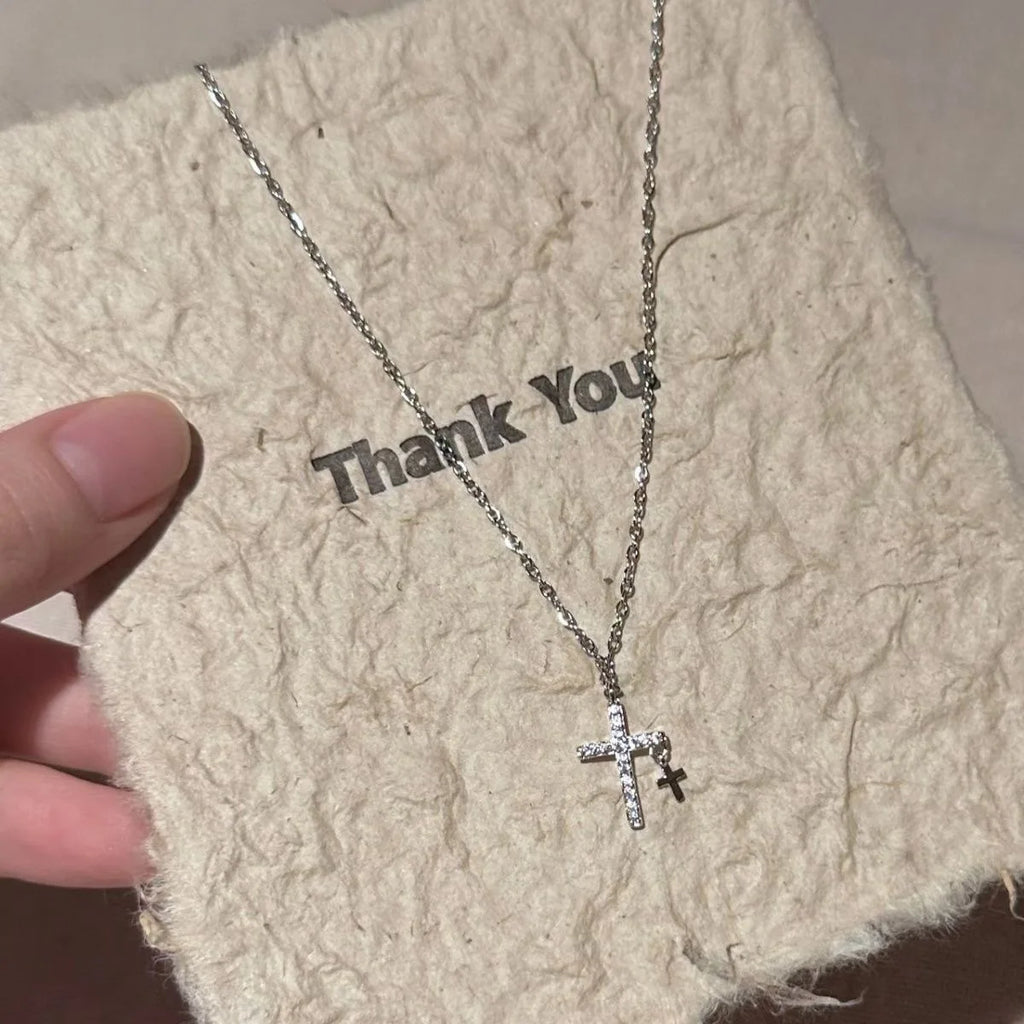 Fashion Cross Pendants Silver Color Clavicle Chain Choker Jesus Cross Pendant Necklace Jewelry For Men/Women'S