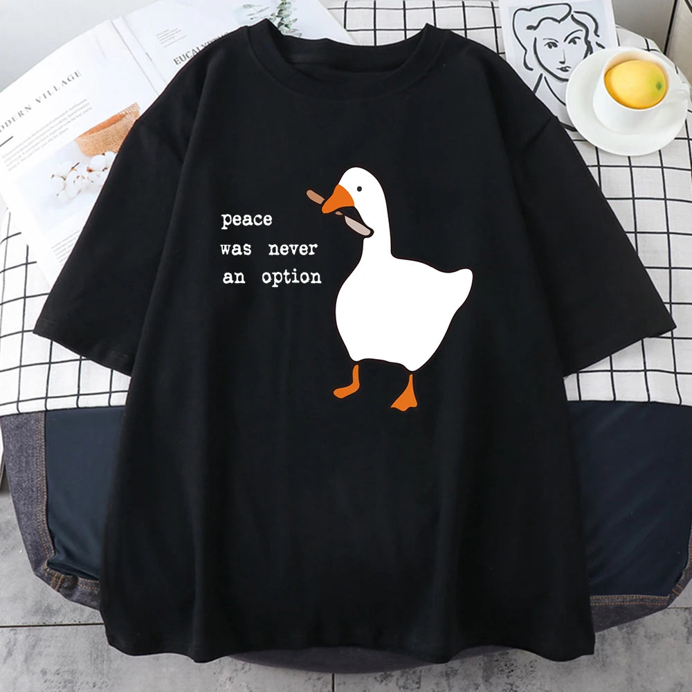 Peace Was Never An Option Prints Mans Cotton Tee Clothing Creativity All-Math Short Sleeve Fashion Casual Loose Tops Men T-Shirt