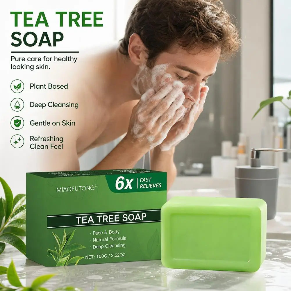 Gentle Exfoliating Bar Soap,Tea Tree Oil Soap For Body Skin Cleaning,Moisturizes Face And Body Natural Soaps Cleansing Bar Soap