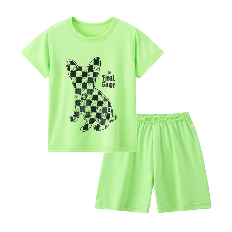 Kids Two Piece Summer Shorts Set Comfortable Versatile Casual Outfit For Boys And Girls