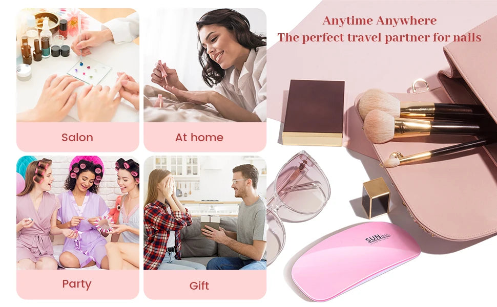 LINMANDA Mini Nail Dryer Lamp 6W LED UV Portable Nail Dryer Curing Lamp Light for Gel Based Polish with 45s/60s Timer Setting