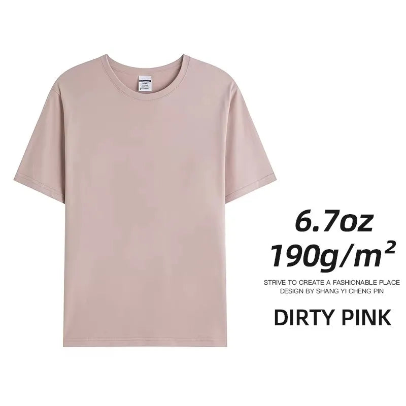 Men's Combed Cotton T-Shirt - Solid O-Neck Casual Short Sleeve Tee