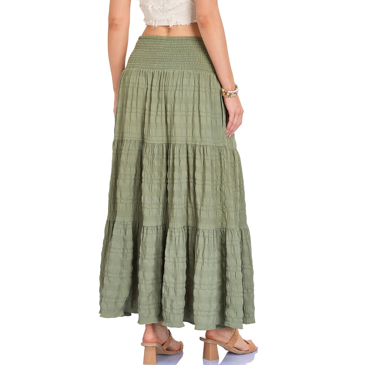New In 2026 Women's Spring Summer Casual Long Skirts Female Elasticity High Waist Solid Color Maxi Skirt