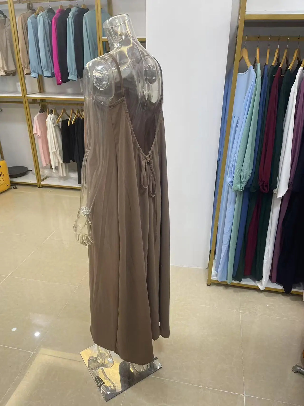New Arrival Women's Strapless Backless Long Loose Home Dress Comfortable Sleepwear Casual Maxi Dress