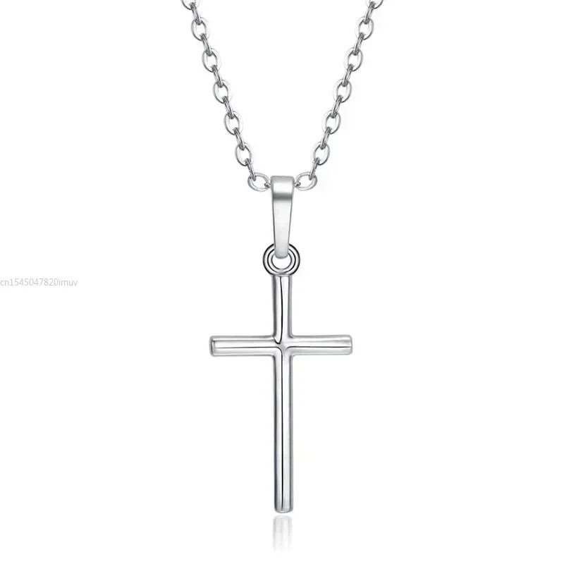 Luxury Zircon Cross Pendants Necklace Fashion Light Silver Color For Men Women'S Jewelry Chain Accessory