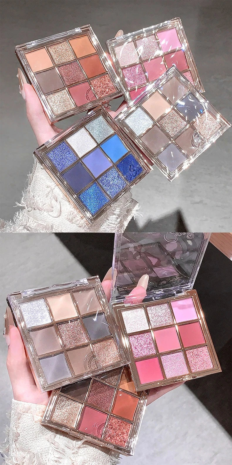 Luminous Illusion 9 Color Eyeshadow Palette,Multi-purpose Matte & Glitter Eyeshadow,High Pigment Long Lasting Eye Shadow Makeup
