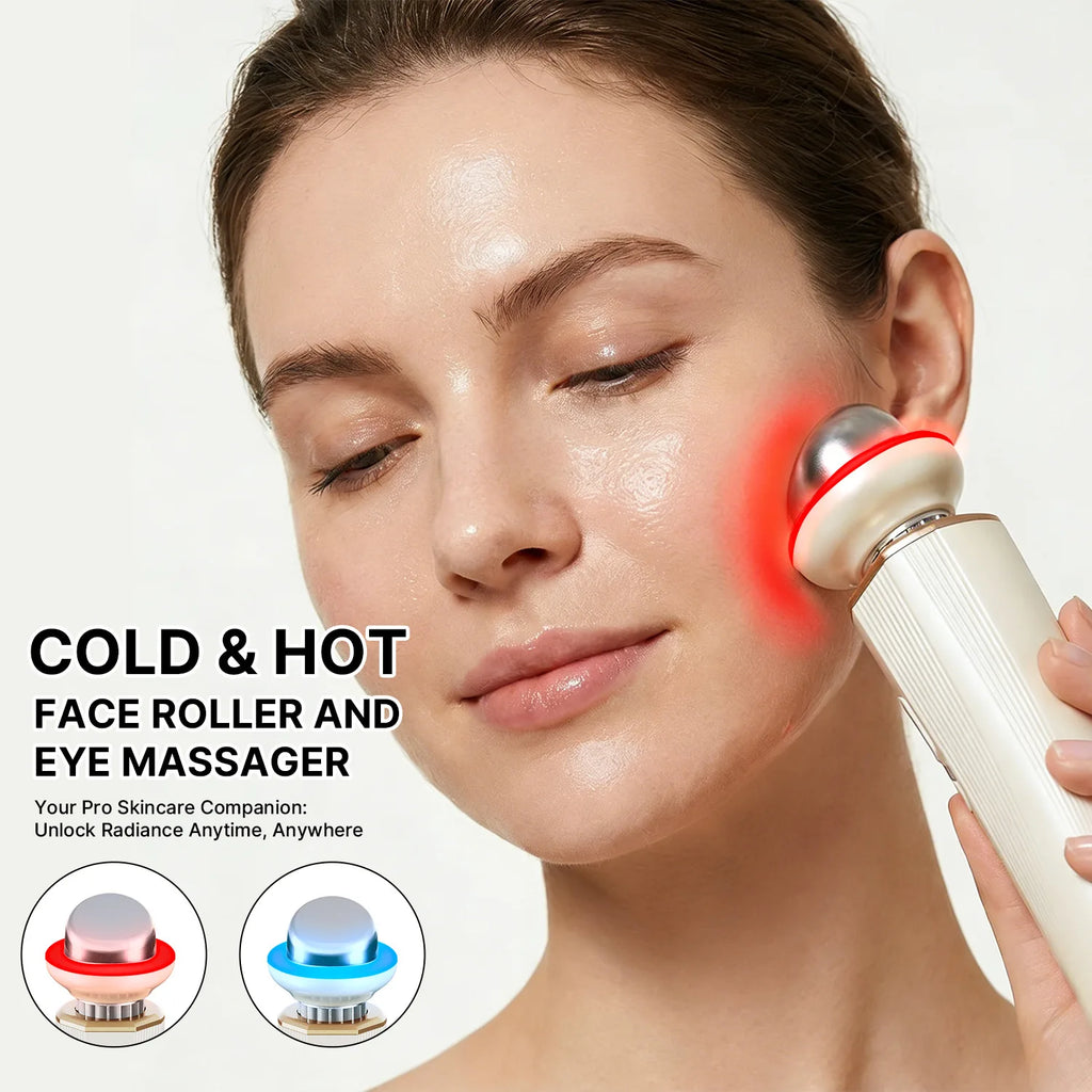 Electric Handheld Facial Beauty Tool with Hot Cold Red-Light Vibration for Skin Firming Lift Massager