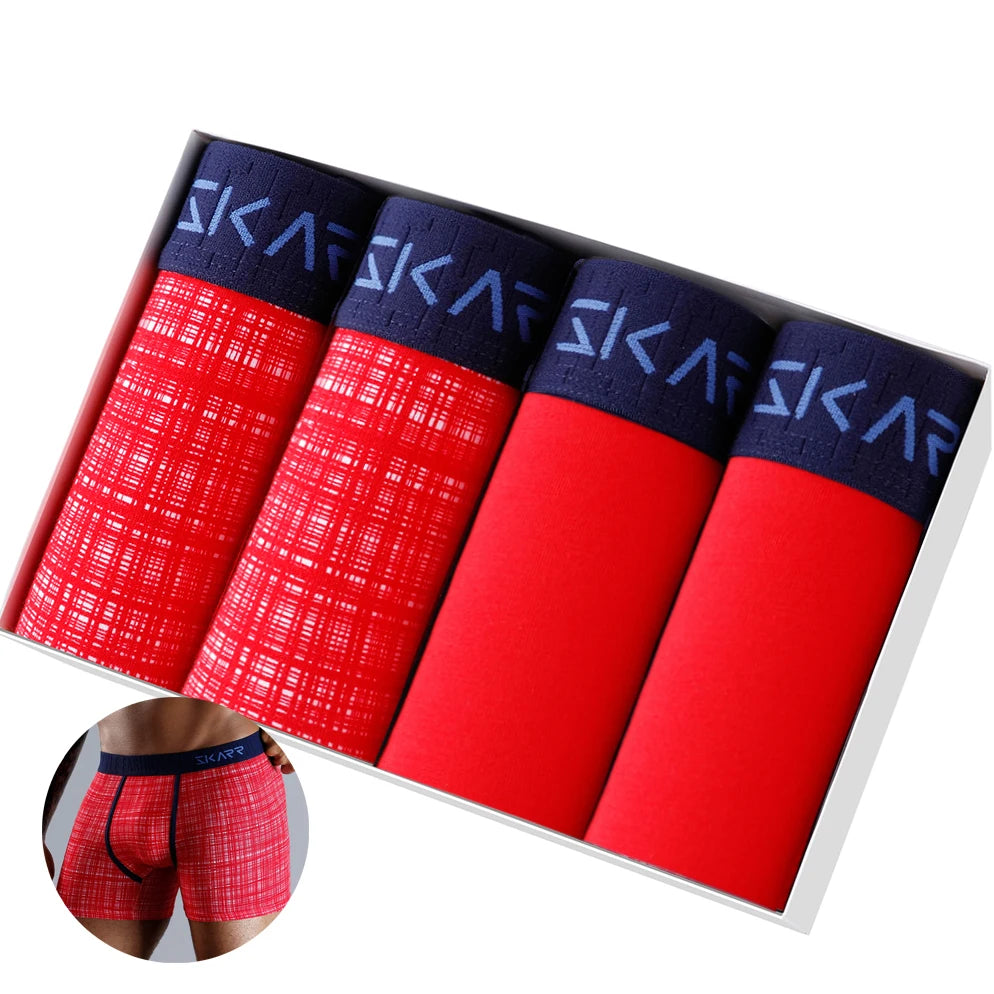 Men's Cotton Boxer Shorts 4-Pack – Soft Breathable Everyday Comfort Underwear