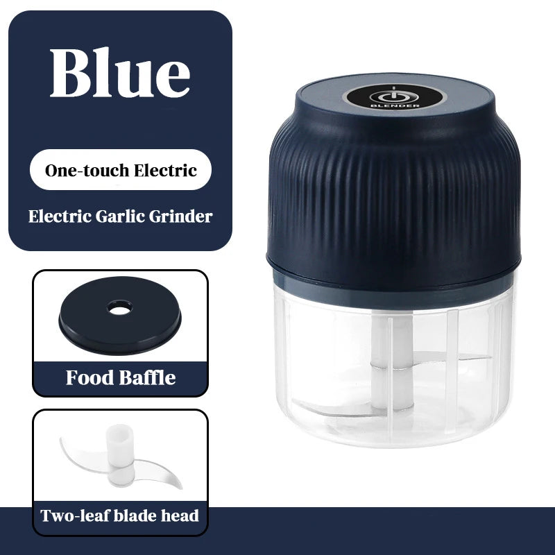 Triturador de ajos eléctrico, picador de alimentos de cocina, mini picador de carne portátil USB, picador de verduras para cocina, regalos de Navidad