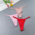 3pcs Sexy Satin Silk Underwear Panties Woman Adjustable Low Waist G Strings Plus Sizes Thong Elastic Waist Culotte Femme