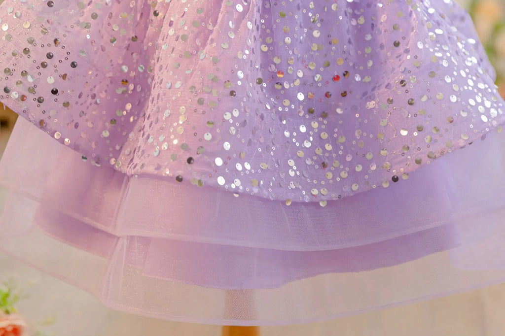 HETISO Flower Girls Sequins Birthday Wedding Party Ball Gowns Kids Child Formal Pageant Holiday Dresses 1-6 Years