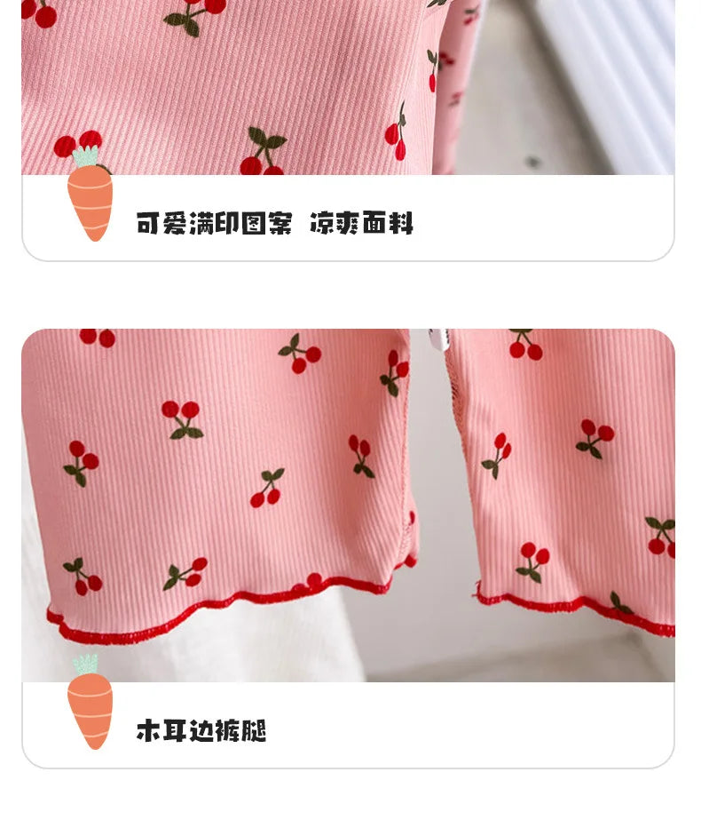 Girls Sweet Summer Style 2PCS SETS kids' sets and outfits Roupas Infantil Menina Short Sleeve T-Shirt and Shorts