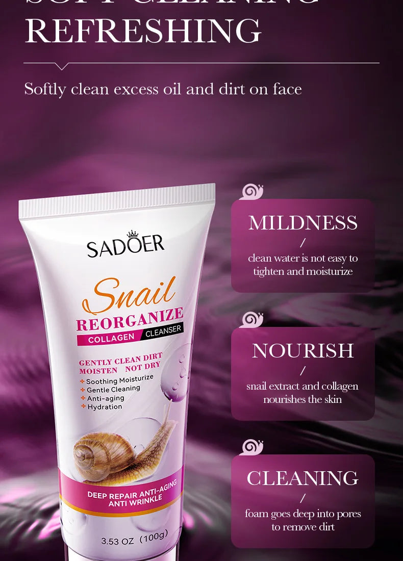 Snail 6Pcs Facial Skin Care Set Collagen Moisturizing Cleanser Toner Eye Cream Facial Serum Nourishing Repair Whitening Skin Kit
