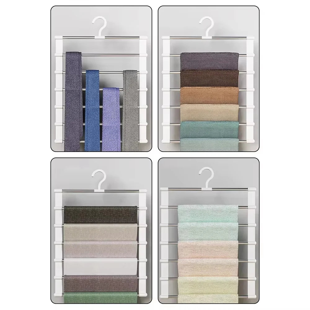 Multi-Layer Pants Hanger Space Saving Closet Organizer Foldable Trousers Clothes Rack Wardrobe Storage with Non Slip Clips