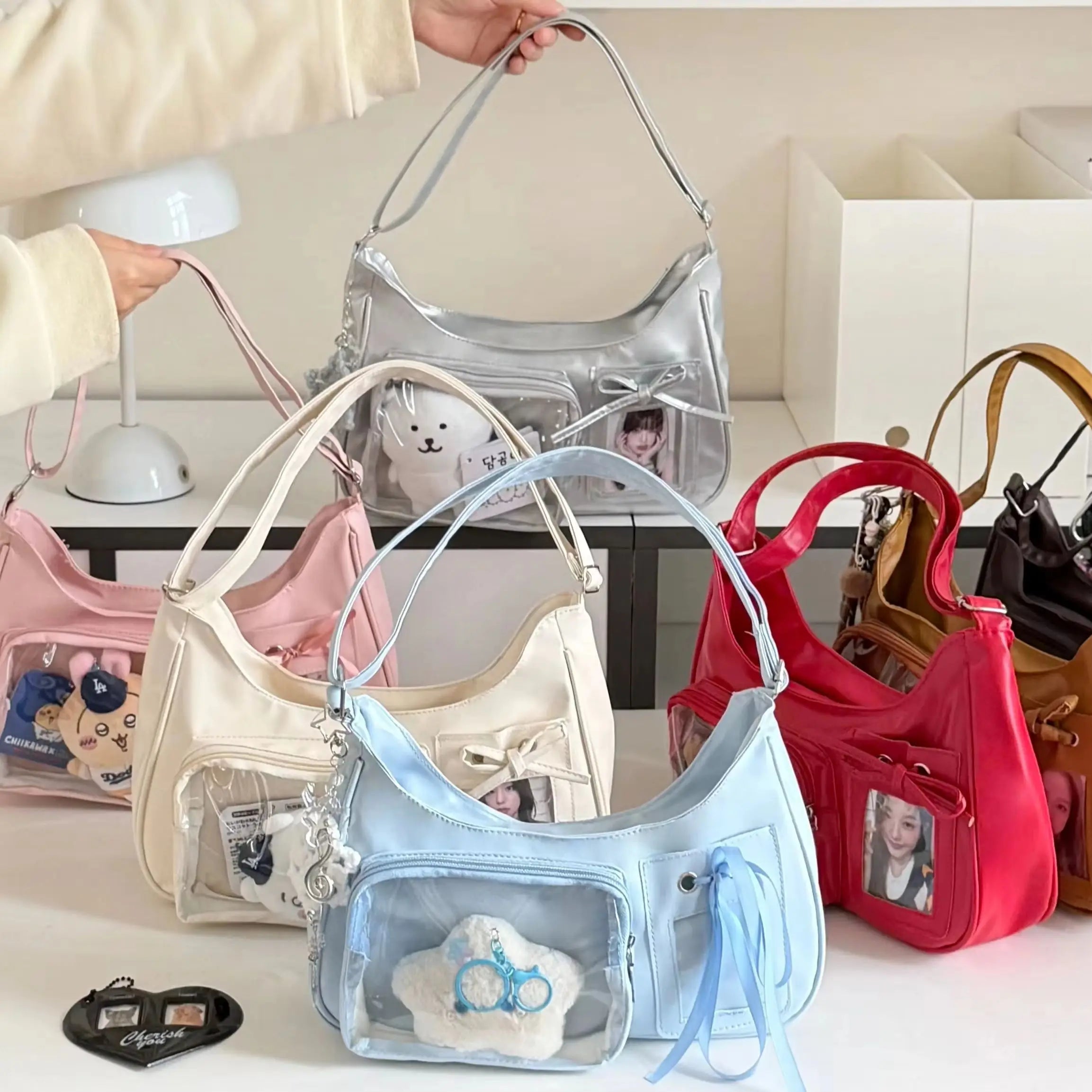 Y2k Harajuku Shoulder Bag Women Korean Transparent Ita Bag School Crossbody Bag Female Japanese Designer Preppy Handbag Purse