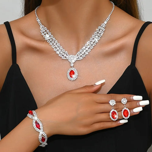 Bridal Jewelry Set Necklace And Earrings With Sparkling Rhinestones For Brides On Your Wedding Day
