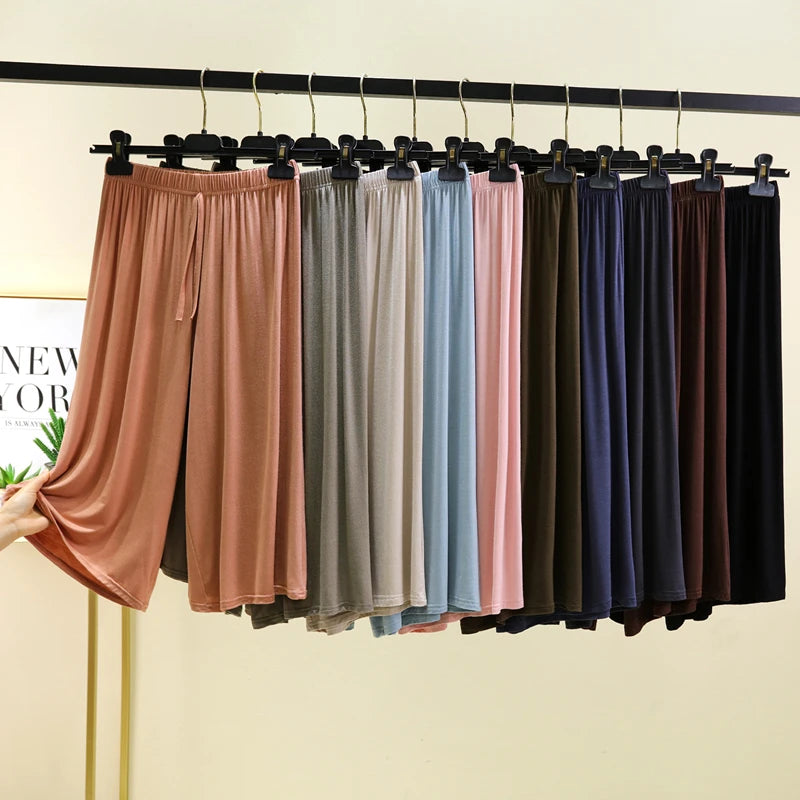 plus Size Modal Seven-Foot Pants Women Summer Loose Wide Leg Pants Elastic Waist Casual Home Pants Shorts Home Clothes