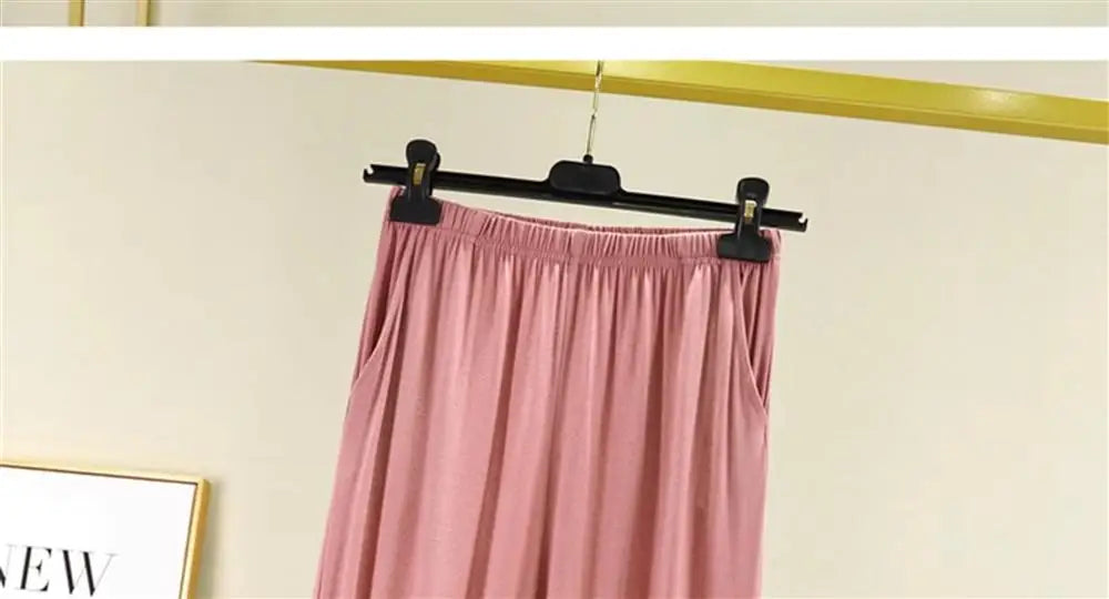 Women's Modal Wide Leg Cropped Pants - High Waist Casual Lounge