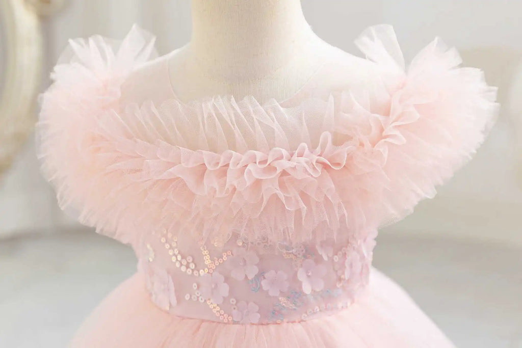 HETISO Sequined Tulle Formal Dress for Girls Elegant Princess Performance Gown New Year Gift Occasion Children's Wear
