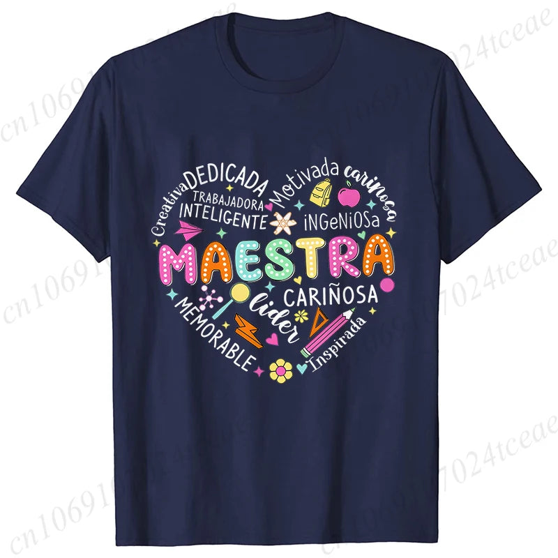 Spanish Maestra Women's T-Shirt Casual Short Sleeve Graphic Tee