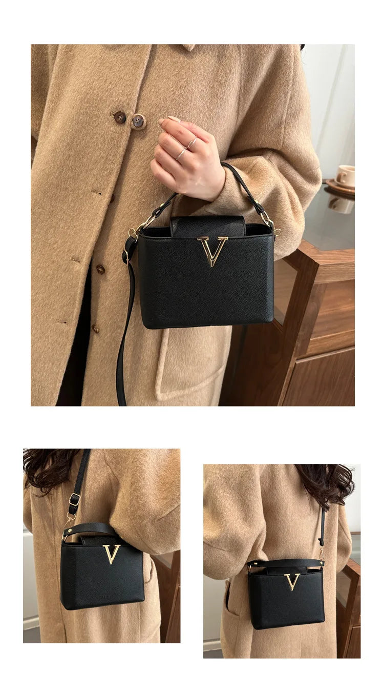 Minimalist Square Shoulder Bag - Women's PU Crossbody Handbag