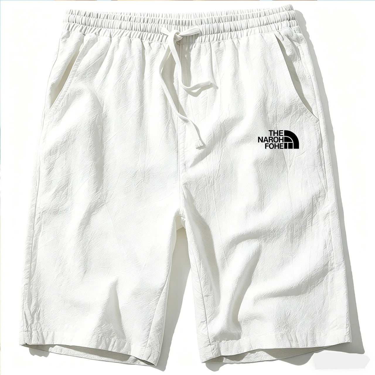 Men Cotton Linen Shorts Summer Lightweight Breathable Casual Beach Style Shorts Basic Solid Color Sweatpants Elastic Waist