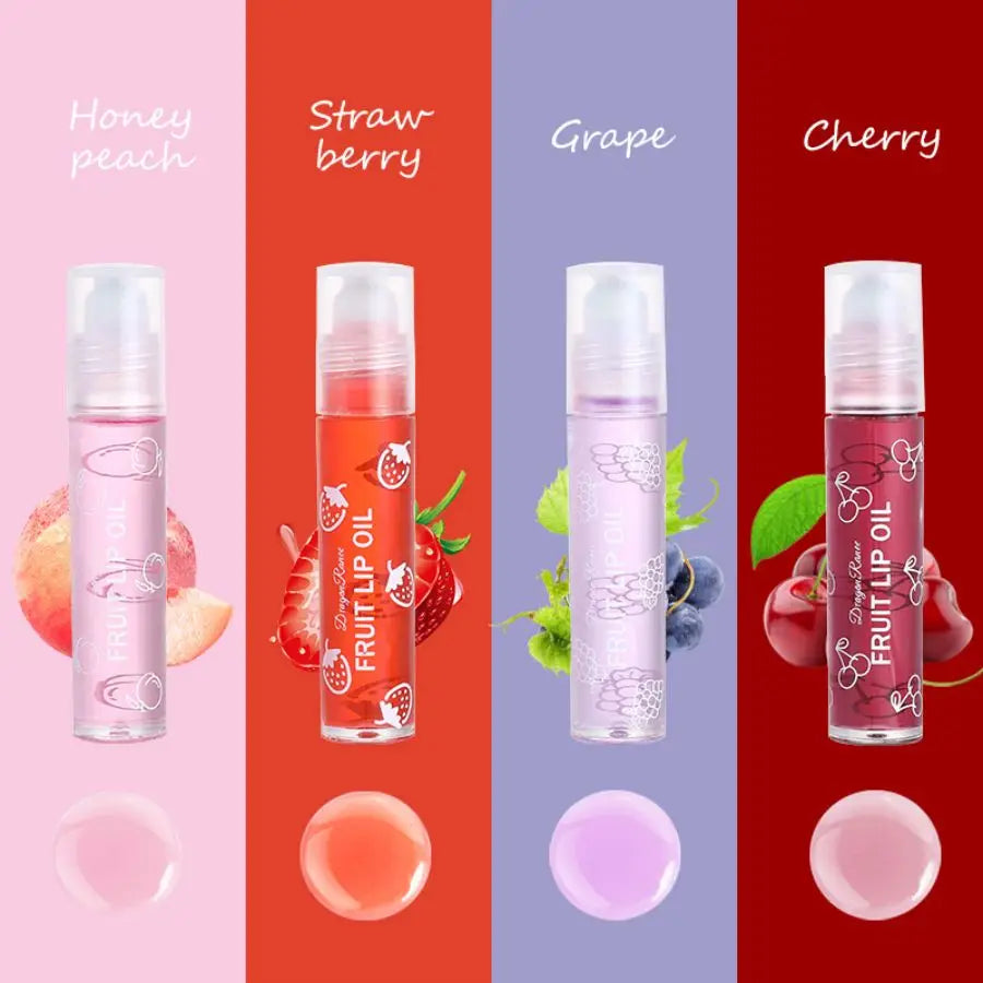 Rolling Bead Lip Oil Set Of Four Moisturizing Lotion, Hydrating Roller Ball Mouth Oil, Anti-Drying, Colorless And Transparent