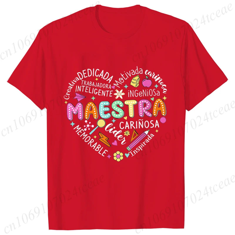 Spanish Maestra Women's T-Shirt Casual Short Sleeve Graphic Tee