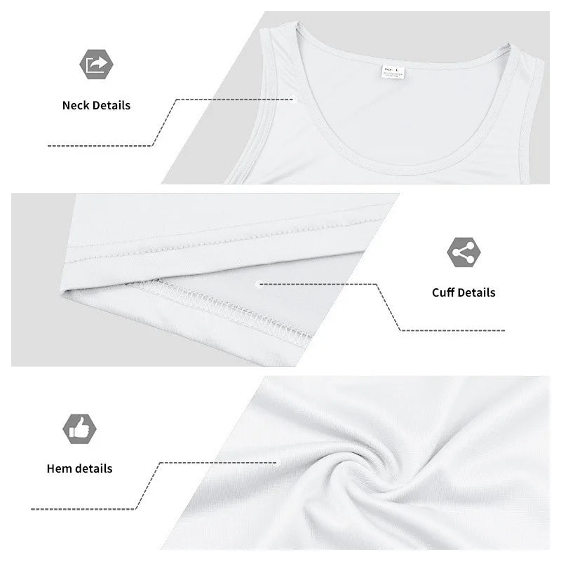 Men's Gym Sports Tank Top Muscle Aesthetic Dry Fast Workwear Polyester Fiber Summer Sport Fit Style Solid Color round Neck