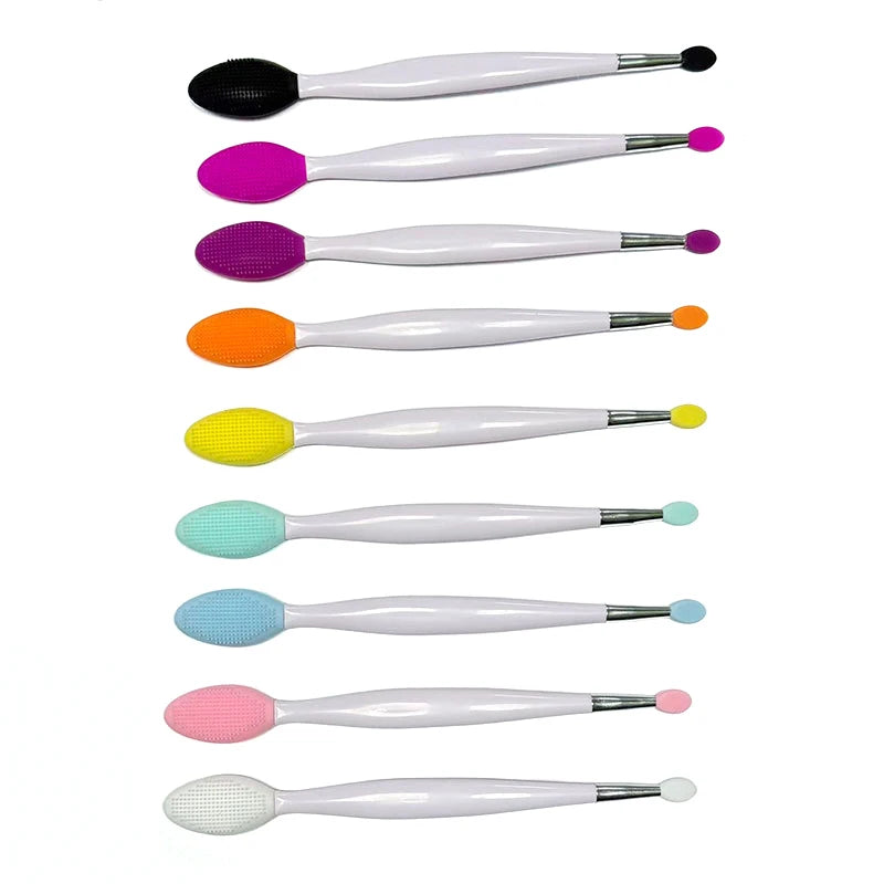 Double-headed Silicone Brush Skin Care Lip Exfoliating Facial Cleansing Face Scrub Nose Clean Brush Lipstick Lip Balm Applicator