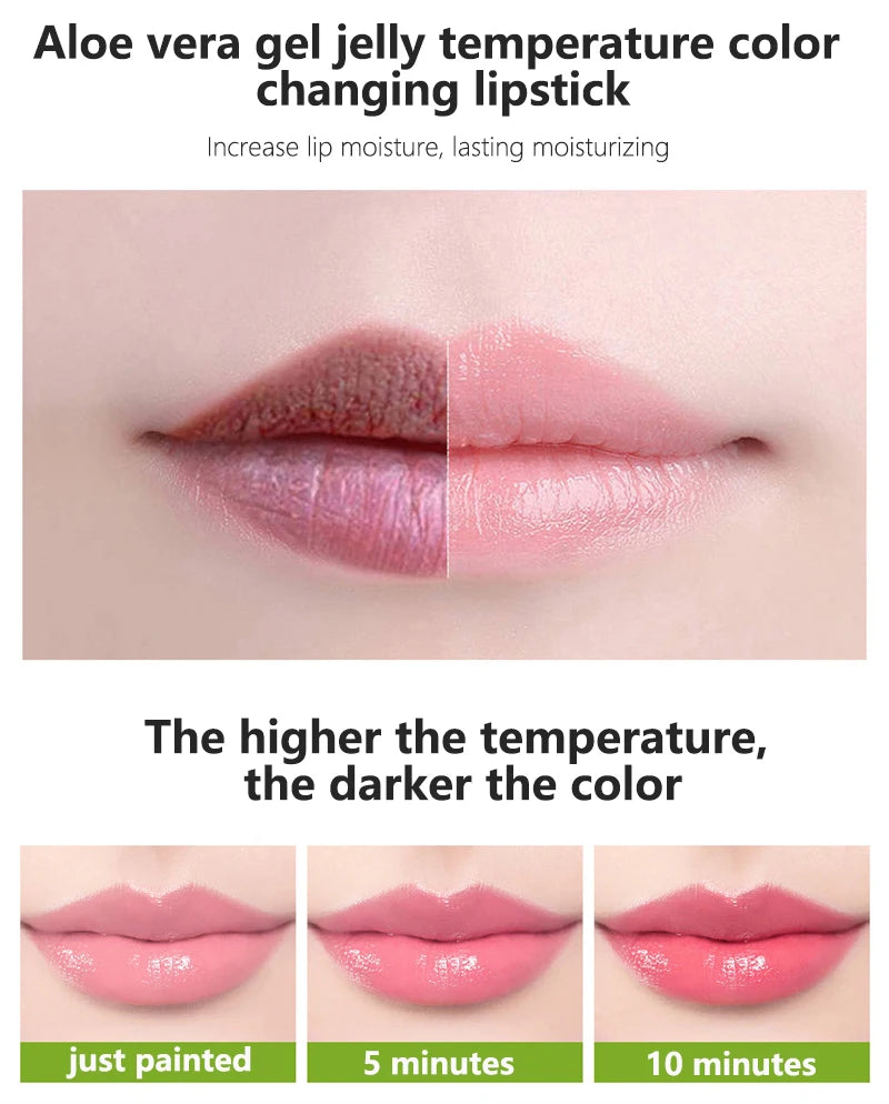 Aloe Vera Temperature Color Changing Lipstick Moisturizing Jelly Lip Balm Long Lasting Nourishing PH Reactive Lip Gloss Lip Care