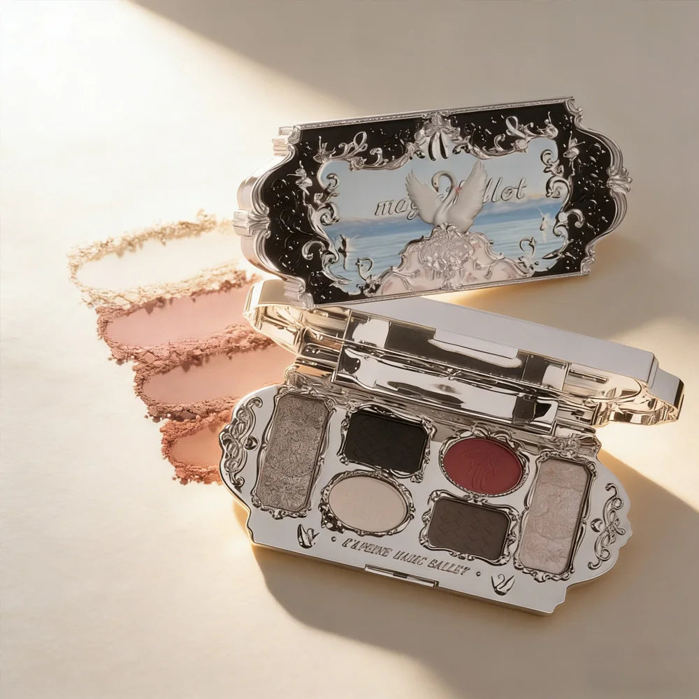 Six Color Swan Eye Shadow Trim Blush Highlights a Multi-Purpose, Diverse Style, Natural Makeup, Portable, Integrated Makeup Syst
