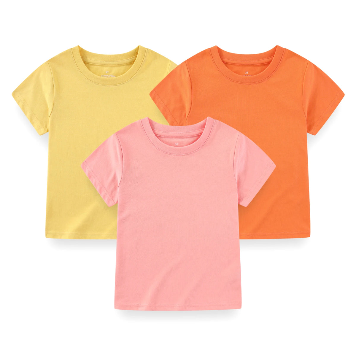 Kiddiezoom Kids' Solid Short Sleeve T-Shirts - 3-Pack Cotton Crew Neck