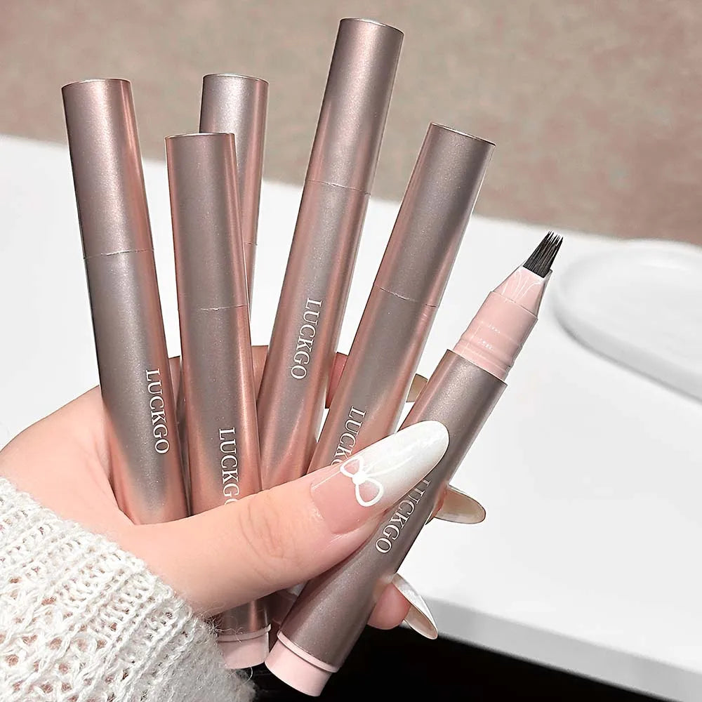 Natural Hair-Like Stroke Liquid Eyebrow & Hairline Pen Multi Forks Outline Wild Eyebrow Easy To Wear Waterproof Makeup Pen