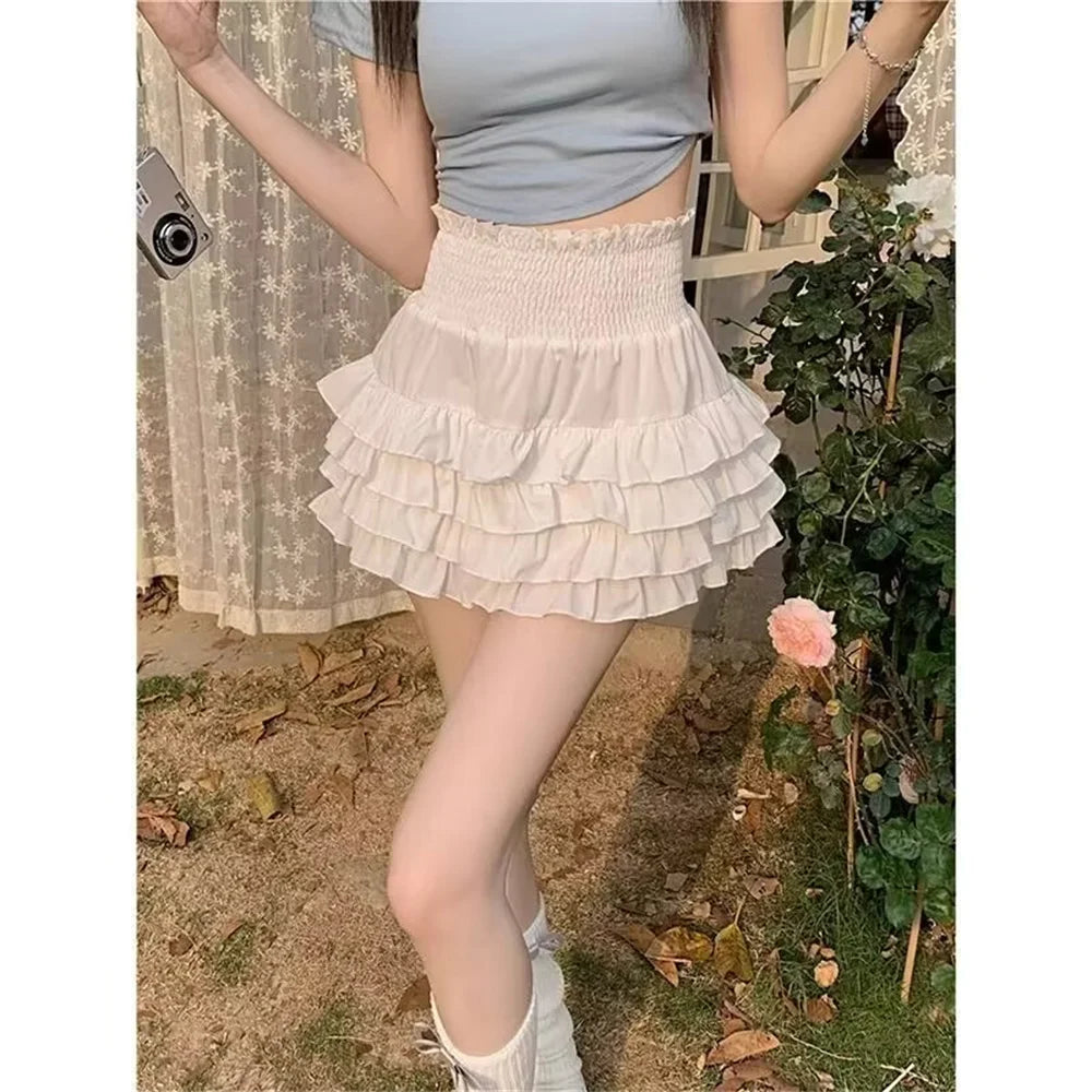 Women High Waist Pure Slim Summer College Popular Simple Sexy Sweet Girls Fashion Clothes 2024 New Korean Ball Gown Mini Skirts