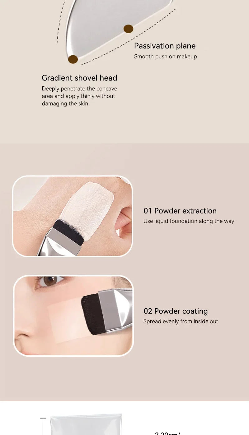 GECOMO two-headed one-word foundation brush, no foundation, no trace light mask brush, fast powder on makeup, beauty tools