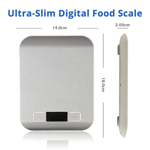 Báscula de cocina digital 5kg/1g LED Acero inoxidable Balanza electrónica de alta precisión para el hogar, joyas, alimentos, herramientas de repostería