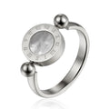 Classic Design Can Be Rotated Enamel And Shell Roman Numeral Beautiful Woman Ring Stainless Steel Brand Ring Jewelry For Women'S